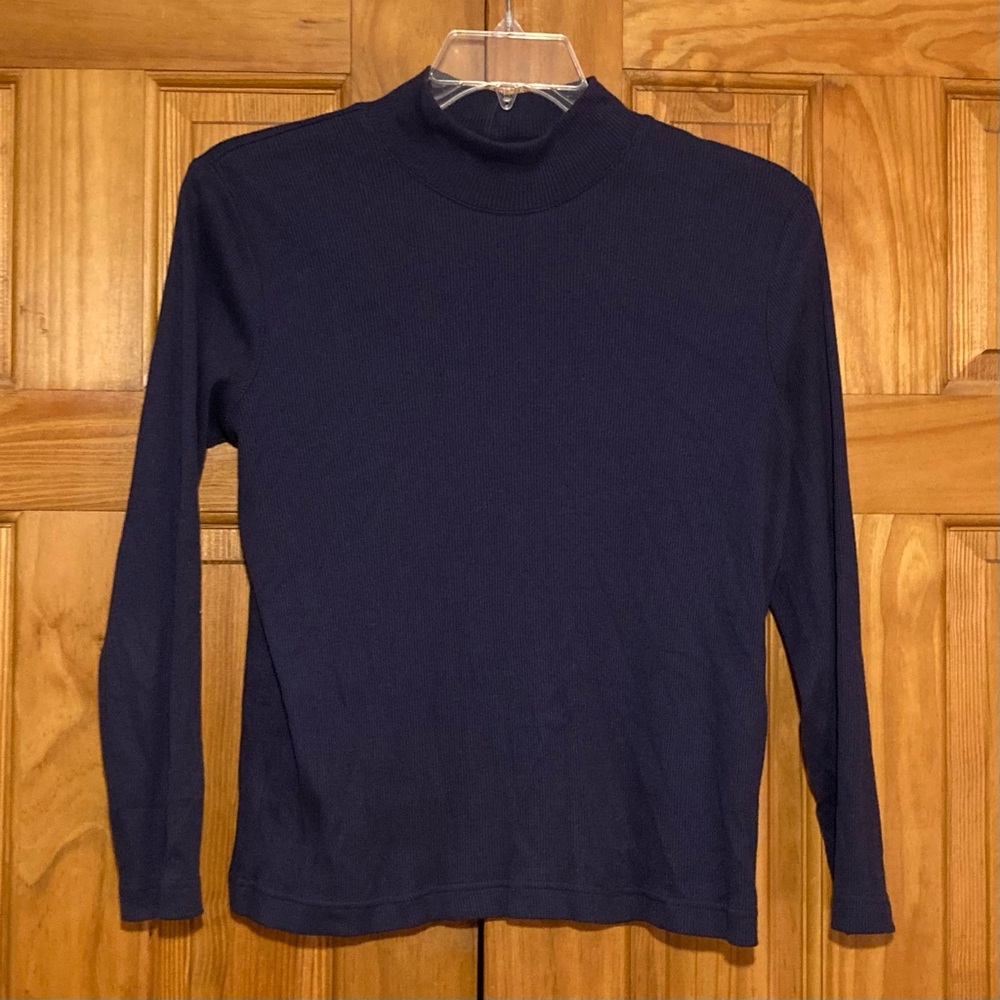 NWOT Hasting & Smith Vintage 80s 90s Top Knit Long Sleeve Blouse Blue M Medium